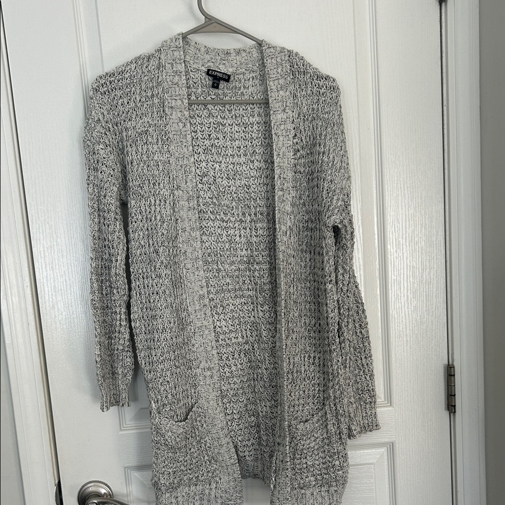 Express Light Gray Knit Cardigan